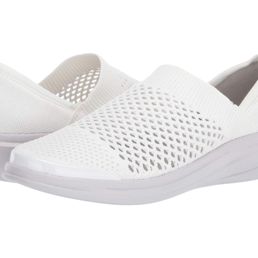 BZees Charlie Womens White Knit Slip On Loafers Size 9 New Comfort Shoes New
